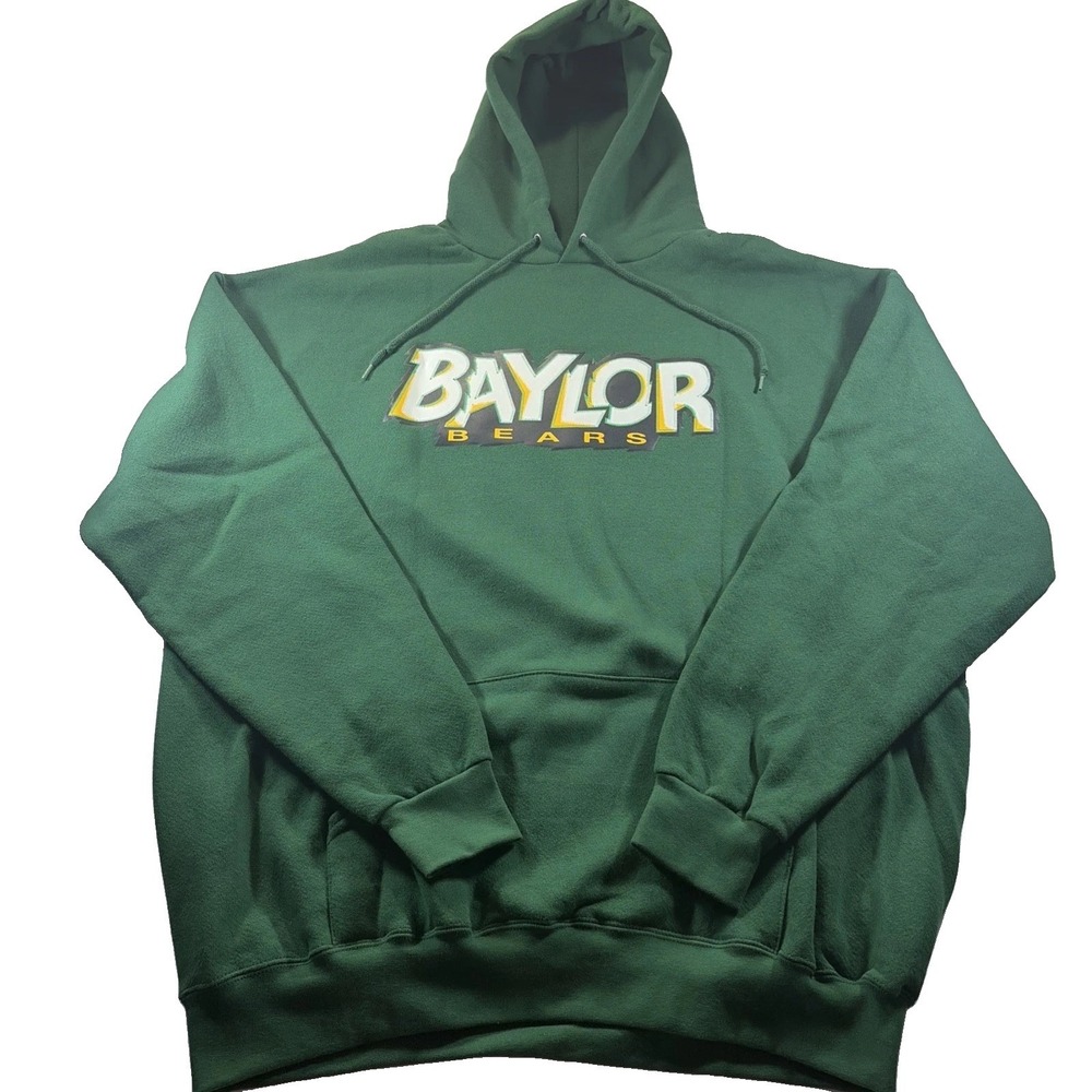Vintage 90s Lee Heavyweight Baylor Bears Hoodie XL Made USA Green Double Sided